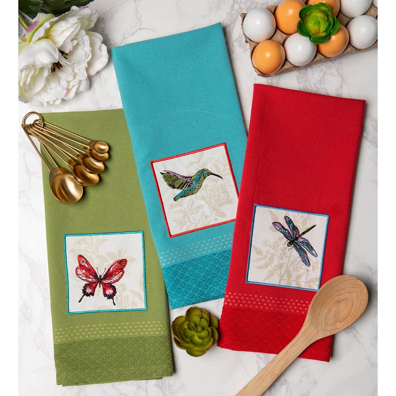 DII Cotton Embellish Printed Dish Towels, 18x28 Set of 3,