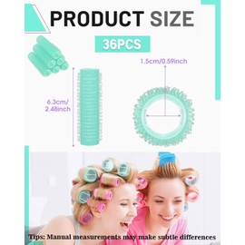 TPZORJX 37 Stück manuelle Lockenwickler, selbstklebend, für Salon, Friseursalon, Rattenschwanzkämme, DIY-Lockenwickler, mit Stahlnadelspitzenkämmen (grün)