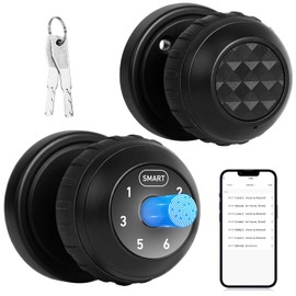 Fingerprint Smart Door Knob with Keypad Lock 4 in 1 Indoor Biometric Door Knobs Room Thumb Print Door Locks for Bedroom, Key/App Control Black Entry Door Lock for Front Door, Home House Door Hardware