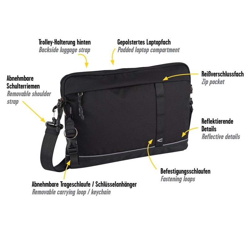 camel active Men's Connect Laptop Case - Black