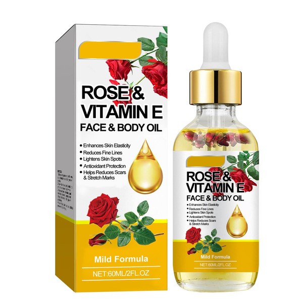 Rose & Vitamin E Oil for Face & Body,Essential Oils
