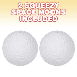 ArtCreativity Squish Moons, juego de 2, juguetes de alivio del estrés temáticos para niños, 2.5 pulgadas, espacio exterior exprimible, recuerdos de fiesta de la NASA y decoraciones de escritorio