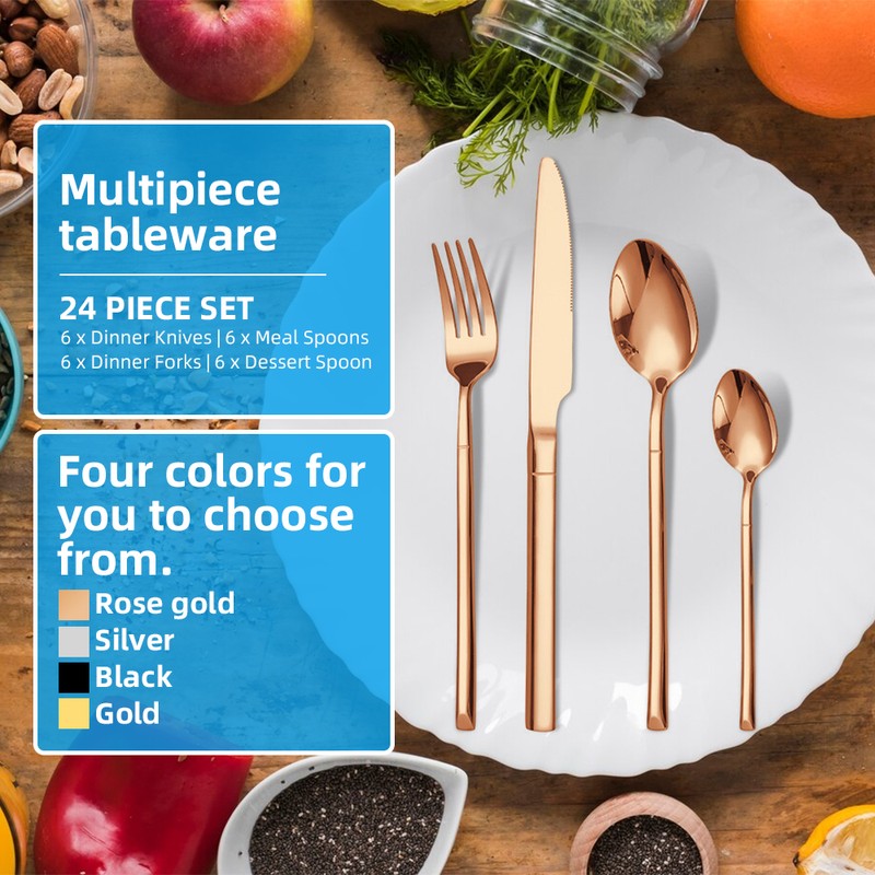 Silverware Set for 4 24-Piece Stainless Steel Flatware Cutlery Set