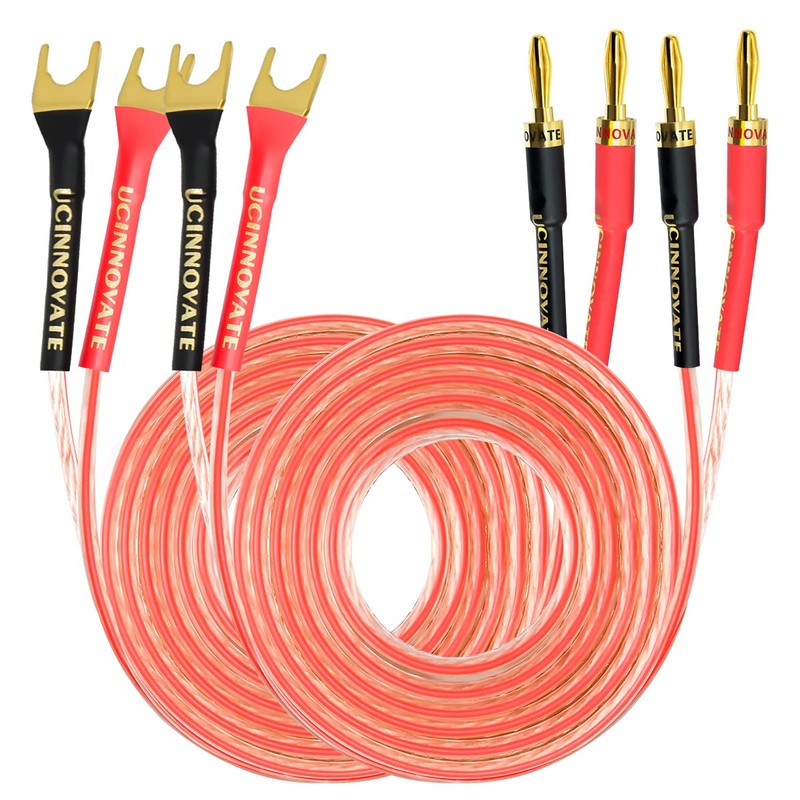 VVFLED 2 Pack 2m HiFi Speaker Wire Cable with Gold-Plated