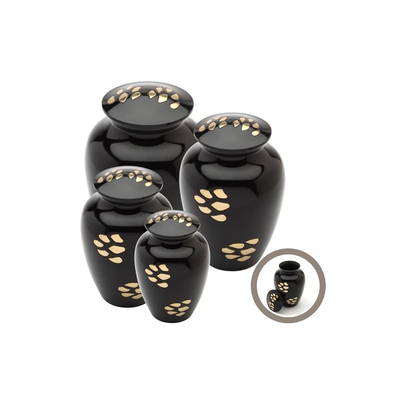URNS UK Bedford Black Cremation Ashes Pet Urn Range