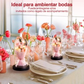 7 Rosas Flores Artificiales Eternas Pare Regalo San Valentin Rosa Pálido