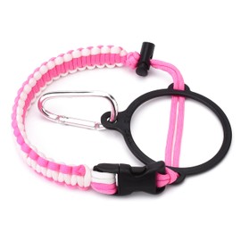 HYDRO CELL Paracord Handle for Wide Mouth Water Bottles - Carrier Strap w/Attachment Ring and Carabiner Accessory. Compatible w/ 64oz, 40oz 32oz, 24oz, 18oz, 14oz Insulated Bottles (White/Pink)