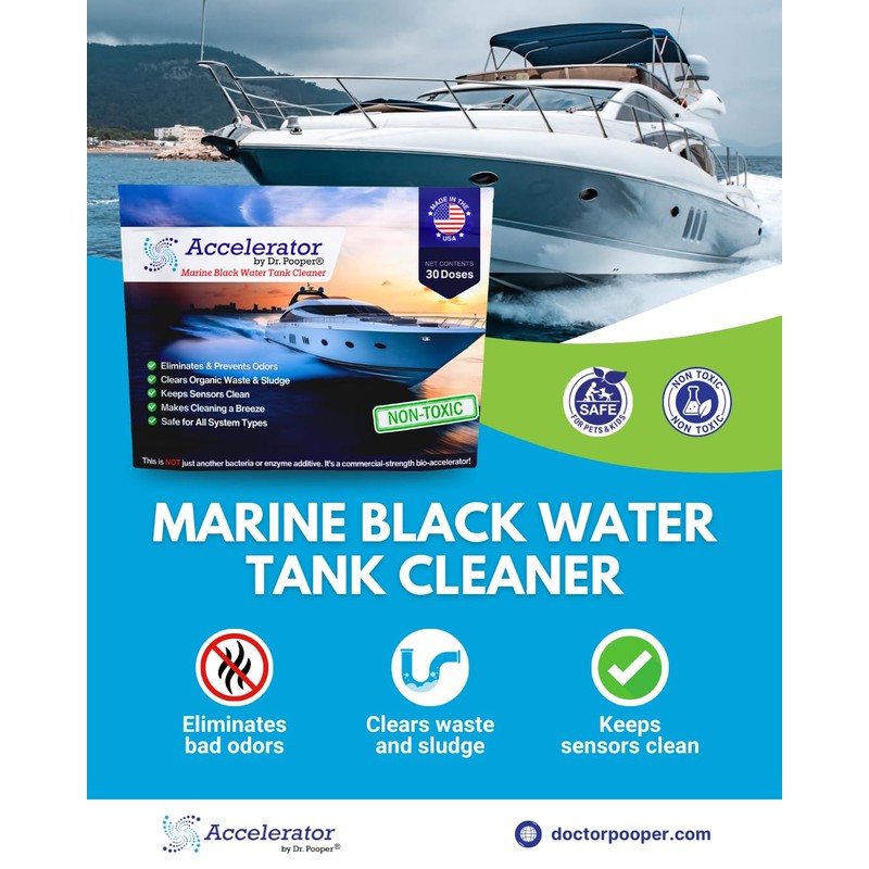 Accelerator Marine Black Water Tank Cleaner – Fast-Acting Powder Eliminates