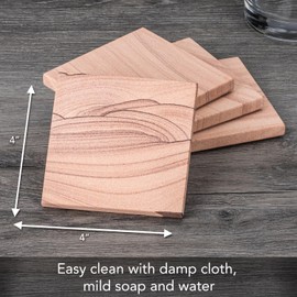 Thirstystone Desert Sand 4 Pack Natural Sandstone Absorbent Stone Coasters 4” Square Artistic, Absorbent, Protective Cork Backing