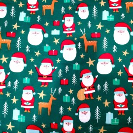 Christmas Fat Quarter  100% Cotton Flannel Fabric ~ Santa Claus, Reindeer, Stars