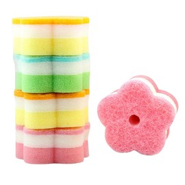 LEDMOMO Sponge Kitchen Scratch Resistant Antibacterial 10 Piece Dishwashing Foaming Drain Sponge Scrubber Sponge Cloth Kitchen Flower Shape