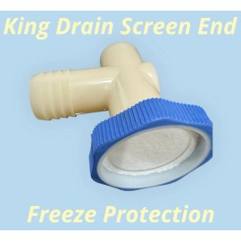 King Drains Lateral Line Freeze Protection Screen End Auto Drain 1" Barb x 1/2"