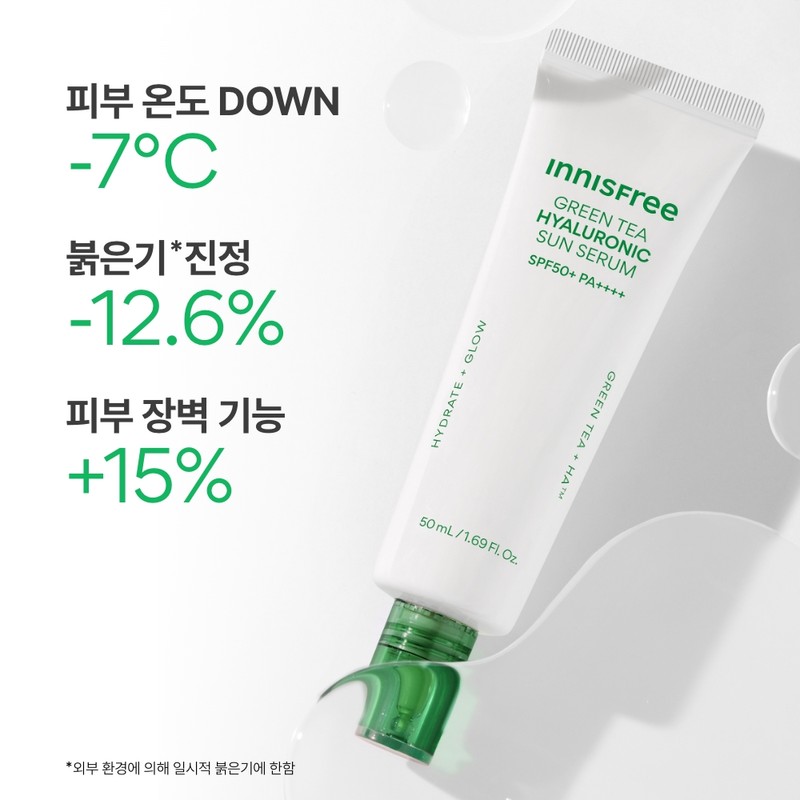 Innisfree Green Tea Hyaluronic Acid Calming Moisture Sun Serum SPF50+