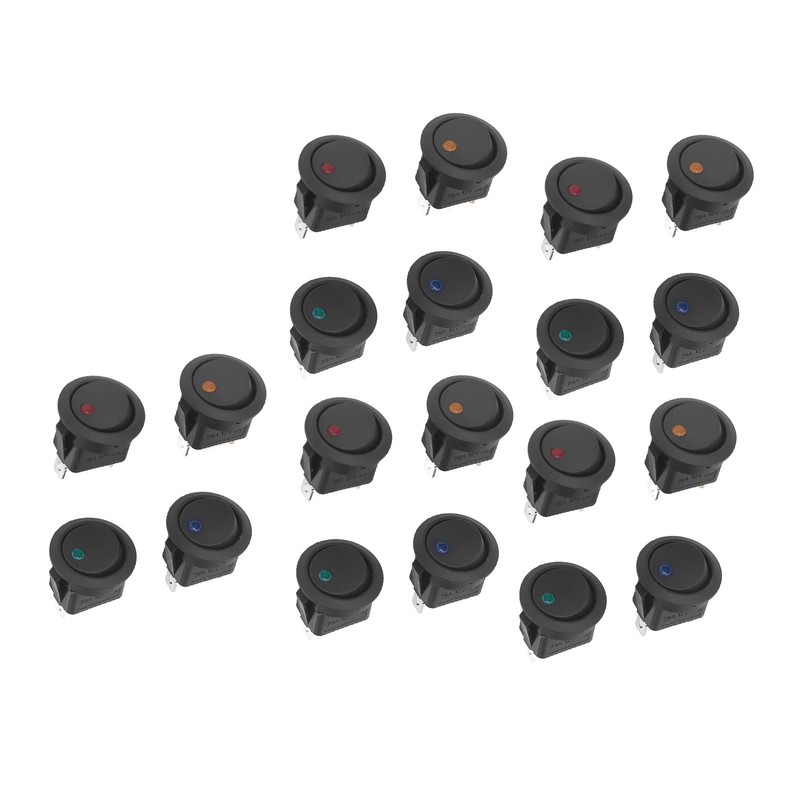 20Pcs 12V Round Rocker Switch LED Light 3 Pin 2