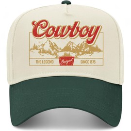 Cowboy The Legend Vintage Trucker Hat | Premium Snapback Baseball Hat for Men & Women (US, Alpha, One Size, Green/Natural)