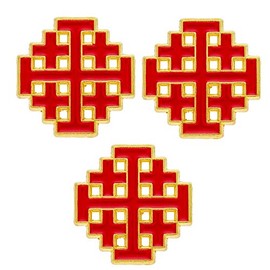 Jerusalem Cross Lapel Pins Gold & Red - Christian Discipleship (Pkg of 3)