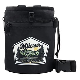 Miicrux Chalk Bag, Rock Climbing, Bouldering, Adjustable Belt, 2 Zippered Pockets, Brush Loops, Weightlifting, Gymnastic, Crossfit