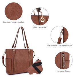 JESSIE & JAMES | Austin Whipstitching Concealed Carry Tote Bag with Lock and Key, Top Handle CCW Purse Tan