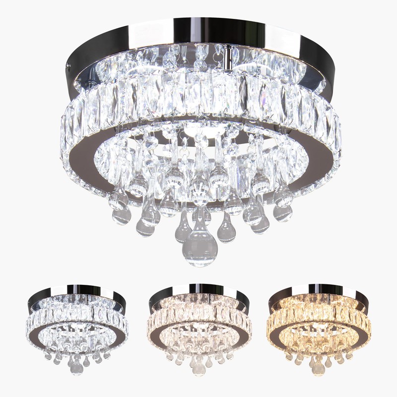 YPQXYHDA Led Crystal Raindrop Ceiling Light,11.8" Flush Mount Chandelier Light
