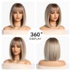 OUFEI Ombre blonde Wigs for Women with Bangs Short straight