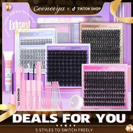 [EXHAUST]Geeneiya 5 Styles Lash Clusters Kit, Volume/ Mega/ Full/ Bottom Eyelash Clusters Extensions with Everything You Need for Beginners and Proficient, DIY at Home Easily:_[FULL]-LASH