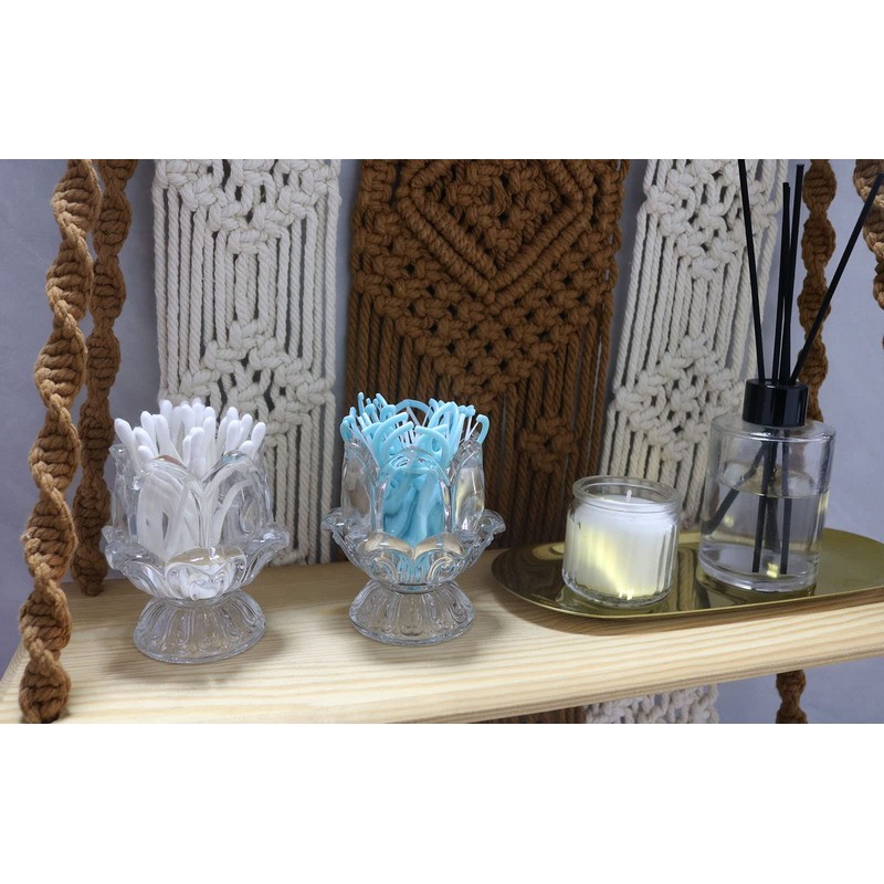 HillSpring Toothpick Holder, Decorative Crystal Glass Toothpick Dispenser with 450
