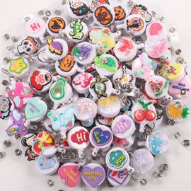 KAGNAL 10Pcs Random Nurse Badge Reel Cute Retractable Badge Holder with Clip Nursing Name Card Holder for Nurse Nursing Student Doctor Teacher Medical Assistant Office Worker (10pcs - Random Color)