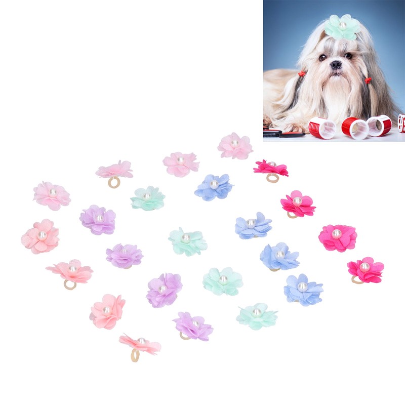 Pet Dog Flower Rubber Band Small Dog Top Knot Small