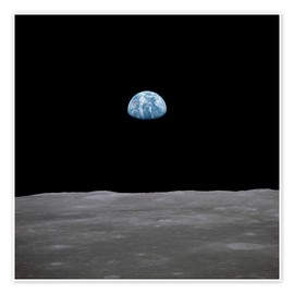Apollo 11 Rise of Earth Over the Moon, July 1969 Poster by NASA 30 x 30 cm, Black Wall Pictures, Wall Decoration