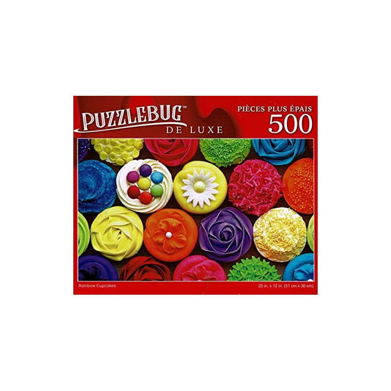 Rainbow Cupcakes - 500 Pieces Deluxe Jigsaw Puzzle for Age