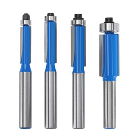 OTOTEC 4PCS Flush Trim Router Bit Set with 8mm Shank 1/4 Inch 5/16 Inch 3/8 Inch 1/2 Inch Milling Cutter Tool for Woodworking Edge Grinding Trimming Slotting
