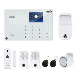 DadVu Home Alarm System Kit, Wireless, WiFi 2.4 Ghz, GSM Mobile Telephone Dialer, 100 Alarm Zones, Free App, Home Security, Office, Store, White