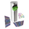 Dispensador de Popotes de Acero Inoxidable, 34 cm Alto, 2500