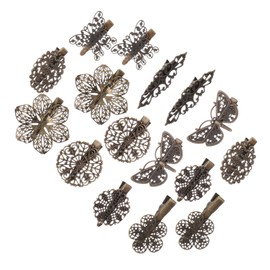 FOMIYES 16pcs Vintage Bronze Duckbill Hair Clips for Women Elegant Retro Barrettes with Alligator Grip Chic Butterfly Hairpins for Daily Wear and Special Occasions