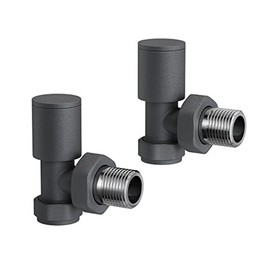 iBathUK Prima Thermostatic Radiator Valve,Round Angled Radiator Valve Pair, Central Heating,Tower Rail Valve- Anthracite (Set of 2)