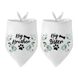 2 Pack Big Brother Big Sister Dog Pregnancy Announcement Dog Bandana Funny Flower Puppy Bandana Gender Reveal Photo Prop Accessories for Dog Lovers Owner Gift