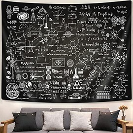 Tapiz científico, tapiz educativo para adolescentes, profesores, estudiantes, fórmulas científicas dibujadas a mano en pizarra, tapiz para colgar en la pared para aula, dormitorio, sala de estar, dormitorio, 80 x 60 pulgadas