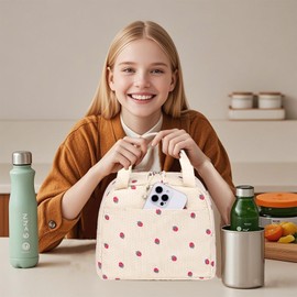 LEDAOU Lunch Box for Women Insulated Lunch Bag Corduroy Lunch Tote Bags Leakproof Cooler Lunchbox for Travel Work Picnic