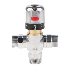 Fenteer Válvula Termostática de Cobre Amarillo Del dor Termostático de La Válvula de de 3 Vías Dn20, DN20 (G3 / 4)