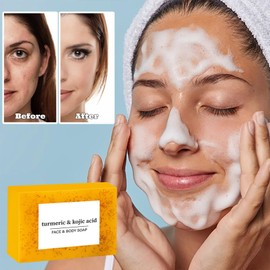 Generic Jabon de Curcuma para Las Manchas, Crema para Manchas Oscuras en La Cara, Jabn para La Cara, Jabn de Crcuma Con Vitamina C para Cara y Cuerpo, Piel Hidratante y Calmante de Piel Sensible, 100g