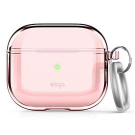 elago Clear Case Compatible with AirPods 3 Case Cover - Compatible with AirPods 3rd Generation Case 2021 with Keychain, Gel Tape Included, Reduced Yellowing, Protective Skin, Wireless Charging [Pink]