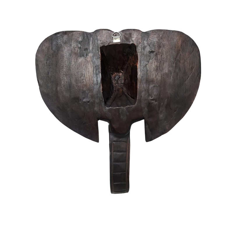 Huge 2ft Tall Elephant Head Hand Carved Mahogany Wood African