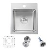 Hotis 15x15 Inch Drop In Bar Sink, Brushed Nickel Stainless