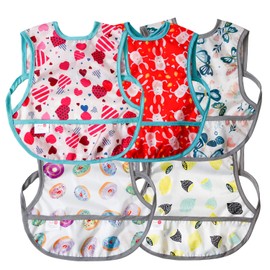 Joyo roy Bib Baby Bib with Sleeves Drool Bib Baby Bib with Crumb Tray Baby Bib with Sleeves Bib Washable for Girls Painting Coat Children, girl-3