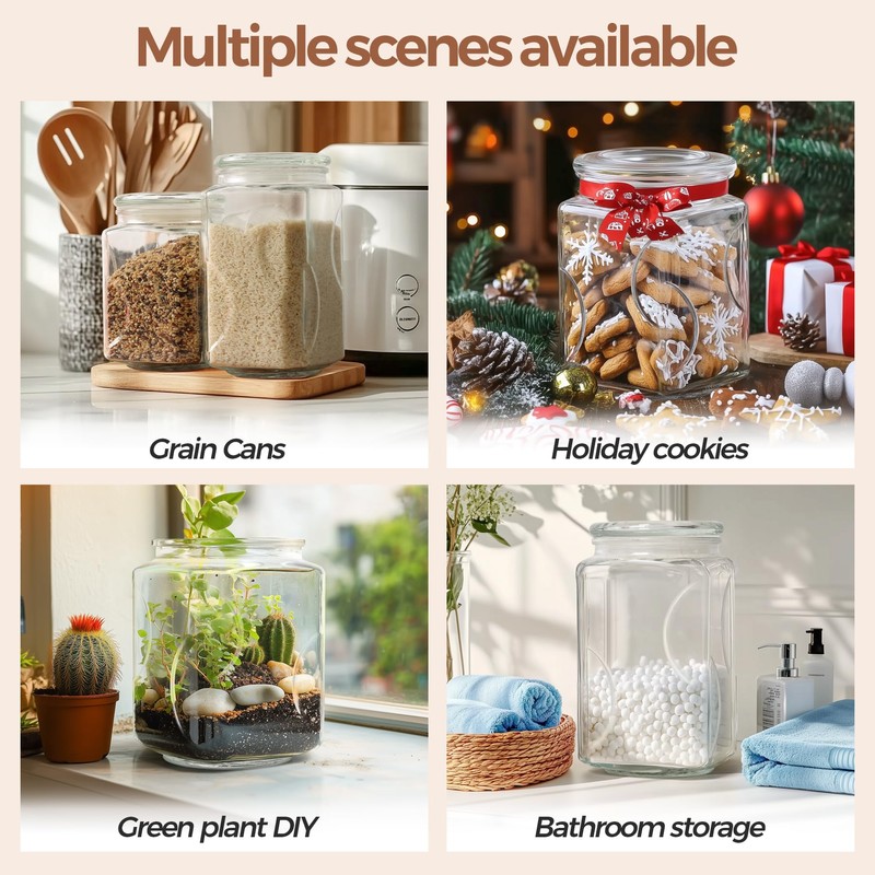 ComSaf Glass Jars with Lids 64oz, Large Glass Storage Containers