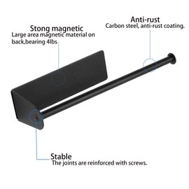Toalleros de papel magnéticos de acero negro con respaldo magnético fuerte, apto para toallas de papel grandes, para cocina, refrigerador, parrilla, cochera, tienda