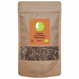 Organic Coarse Black Peppercorns - Certified Organic - by Busy Beans Organic (250g)