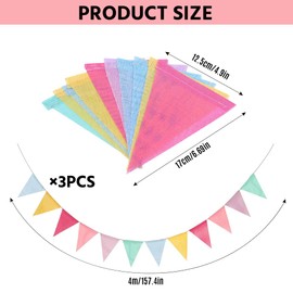 GIDWRIY 3 Stück Wimpelkette Outdoor Girlande,Bunte Wimpelgirlande Draußen,Impelkette Kinderzimmer Regenbogen,Wimpel Girlande Stoff,Party Deko Girlanden Garten,Girlanden Geburtstag für Party Deko