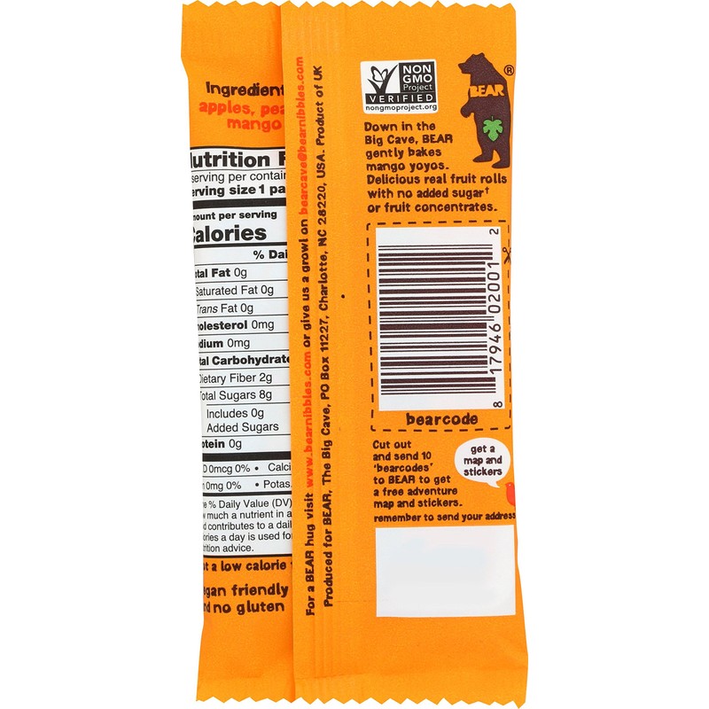 Bear Yoyo Fruit Roll Mango Single, 0.7 oz