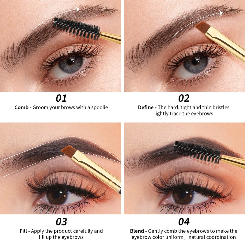 Docolor Eyebrow Brush Duo, Professional Angled Eye Brow Brush and